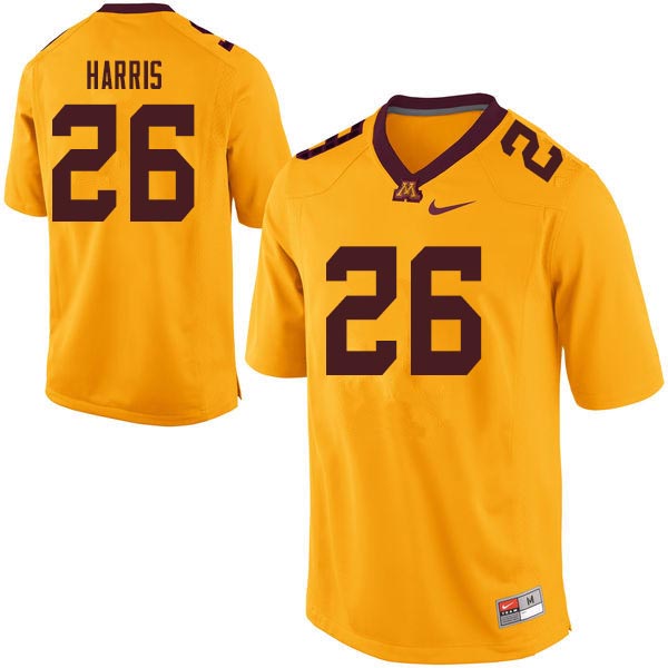 Men #26 Justus Harris Minnesota Golden Gophers College Football Jerseys Sale-Gold